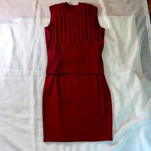 ST. JOHN Sleeveless Ribbed Jacquard Red Top S USA
